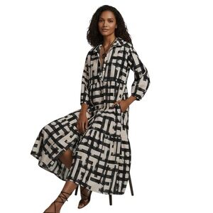 Dsewpaur/Boho/ 3/4 Puff Sleeve/Button Down Tiered/Maxi Shirt Dress/Size: Large